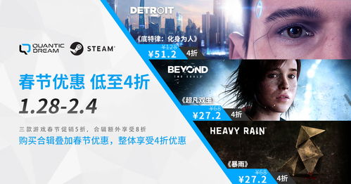 春节促销,quantic dream工作室旗下三款游戏steam平台最低4折